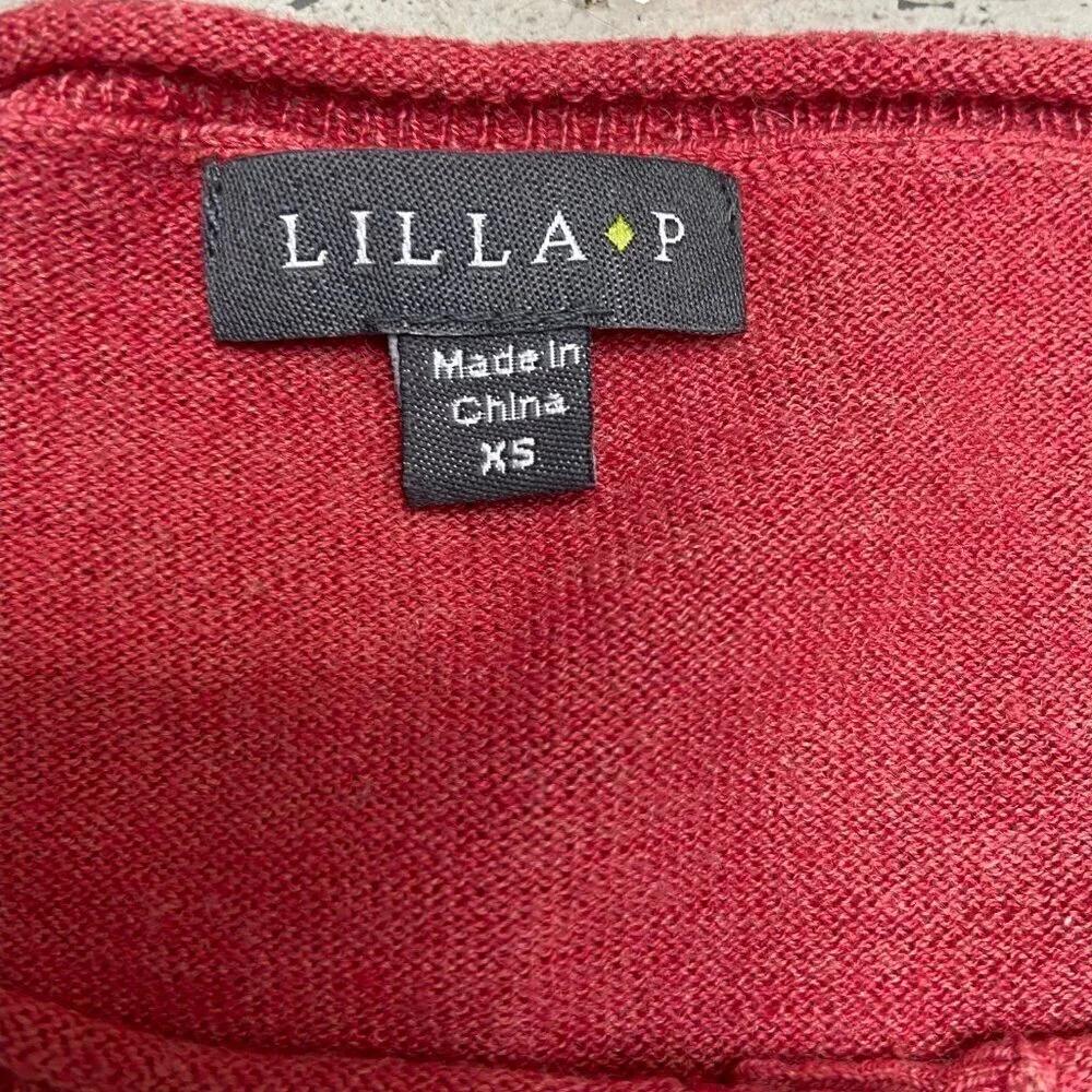 Lilla P Cashmere Cotton Blend Lightweight Pullover Sweater Tunic Coral Size XS